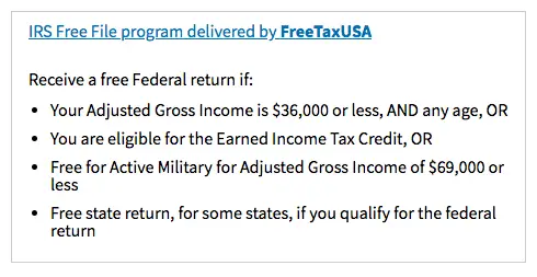 FreeTaxUSA on the IRS website