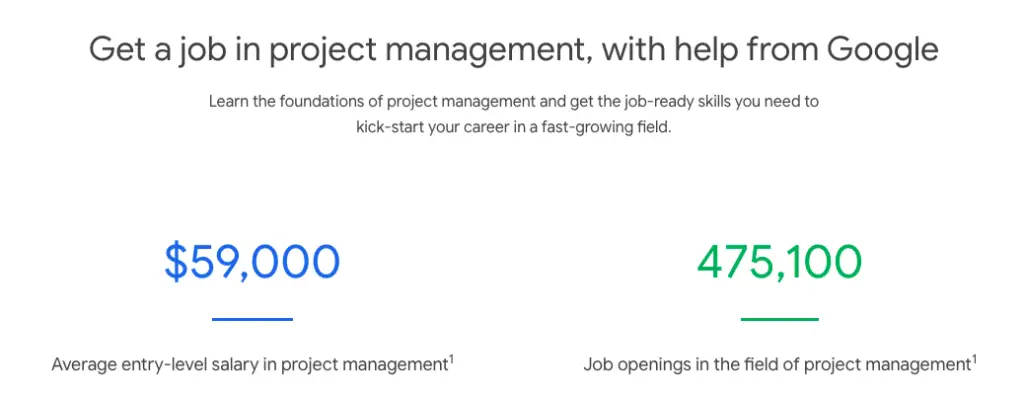 Google project management certificate earning potential (salary)