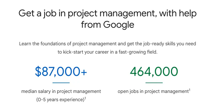google project management entry level salary 87,000