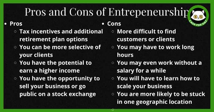 pros and cons of entrepreneurship
