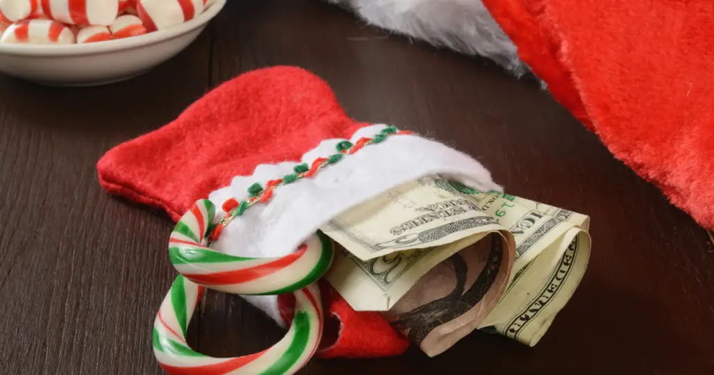 money christmas stocking