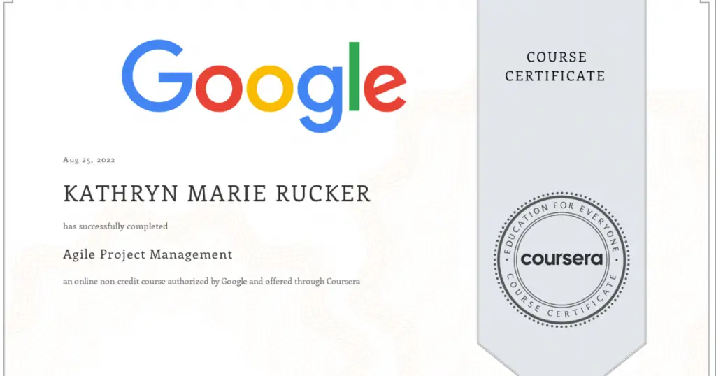 my google project management certificate