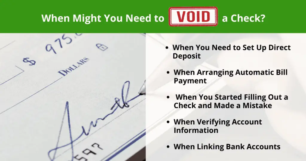 Examples of when it is appropriate to void a check with a check in background